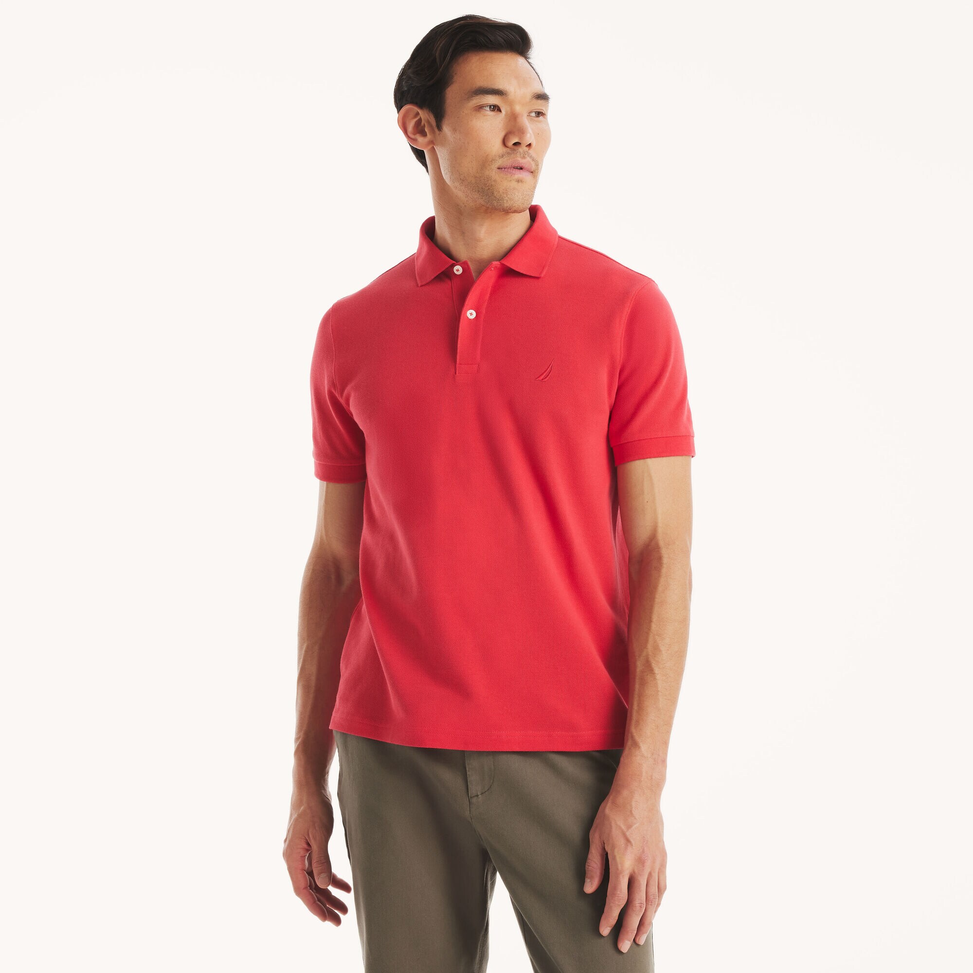 Classic Fit Deck Polo,Buoy Red,large