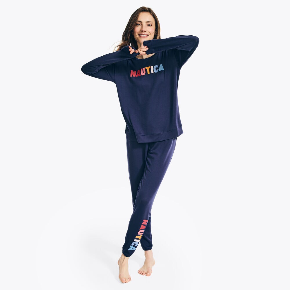 Long-Sleeve Pajama Pant Set,Tugboat Blue,large