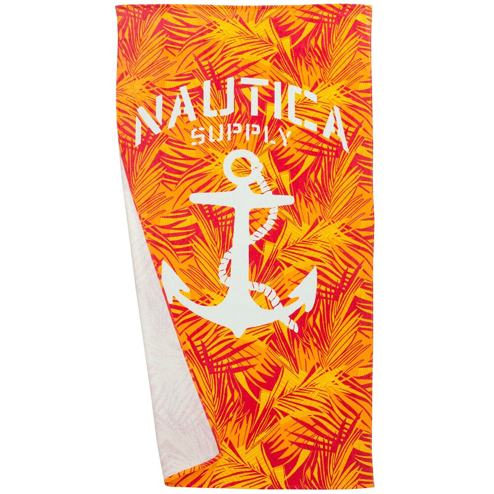 PALM ANCHOR PRINT BEACH TOWEL,Orange,large