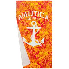 PALM ANCHOR PRINT BEACH TOWEL,Orange,large