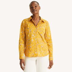Printed Button-Up Shirt,Aspen Gold,large