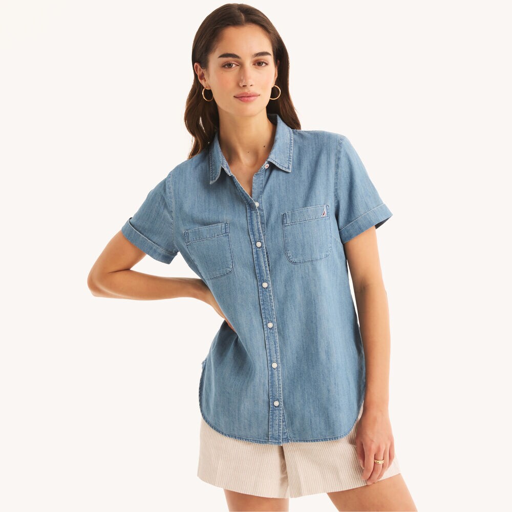 Chambray Camp Shirt,Worn Chambray,large