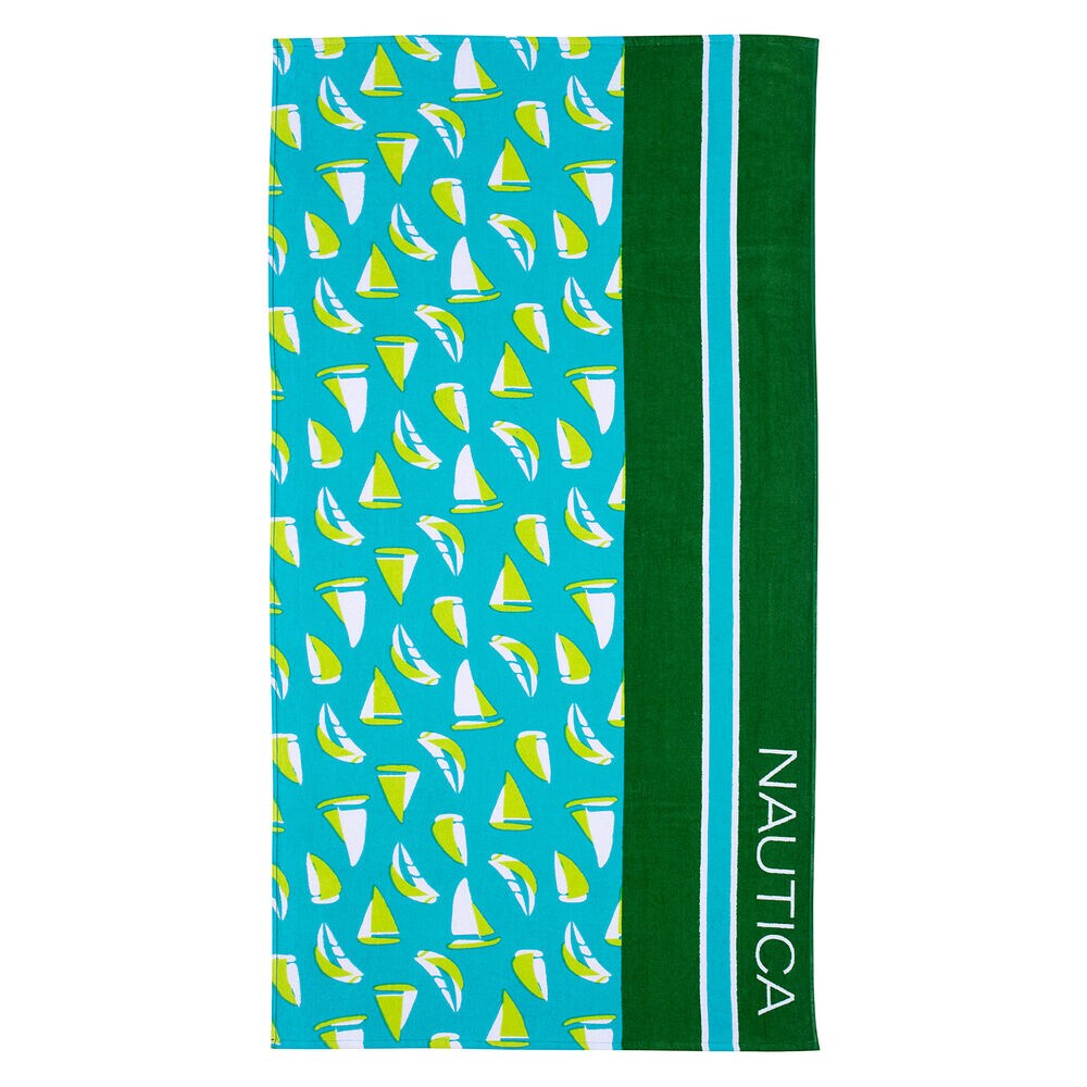 KIDS' BOAT PRINT BEACH TOWEL,Ice Blue,large