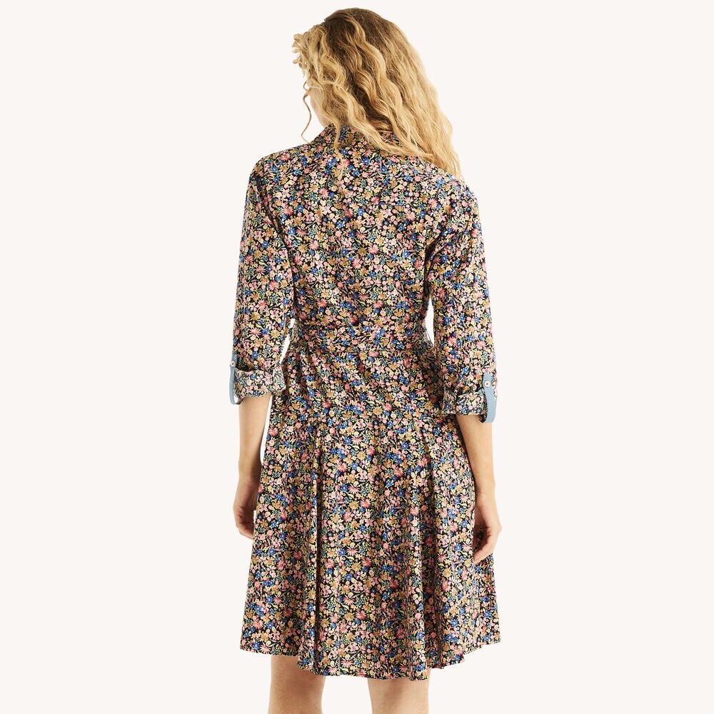 Printed Button-Front Dress,Multi,large