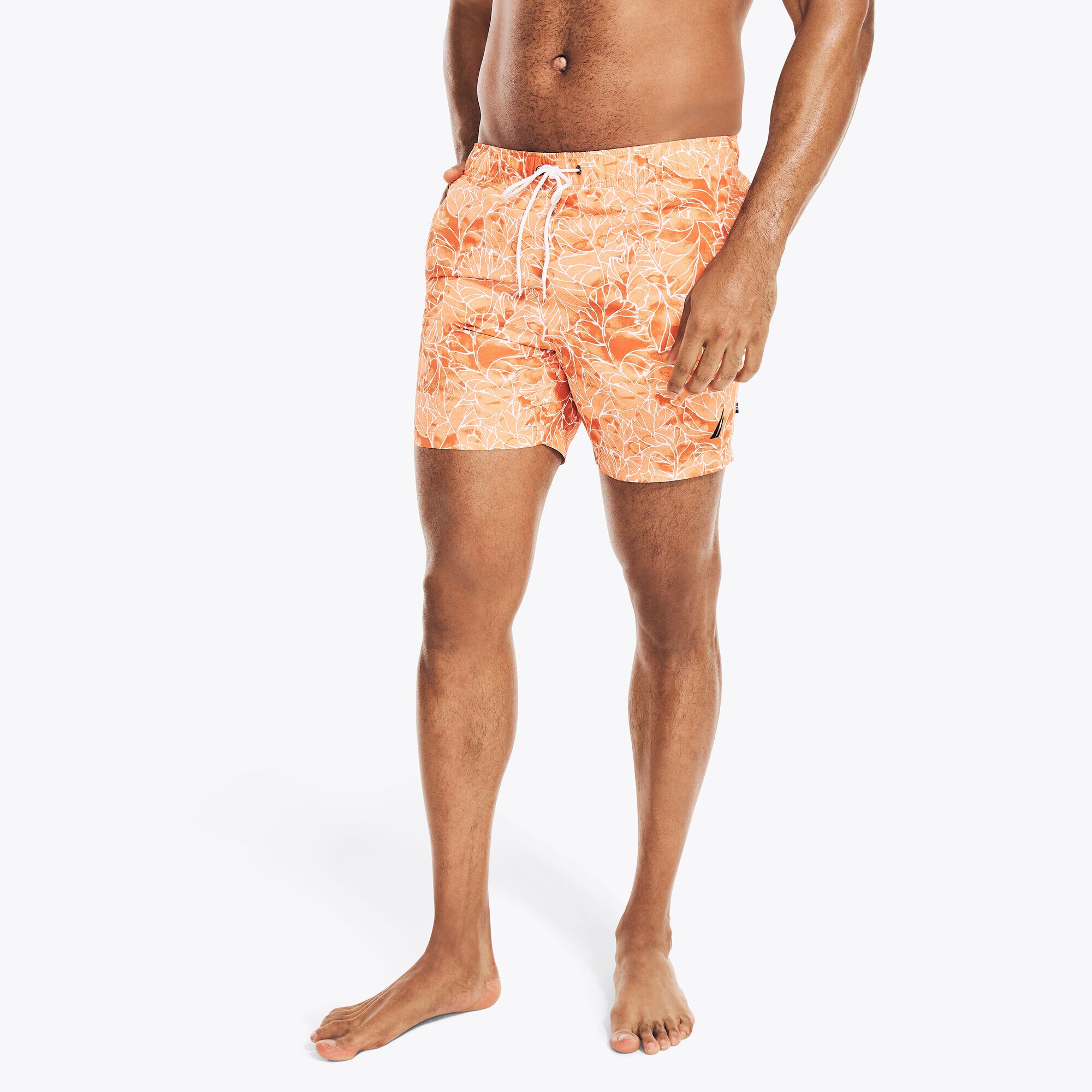 SUSTAINABLY CRAFTED 8" TROPICAL PRINT SWIM,Orange,large