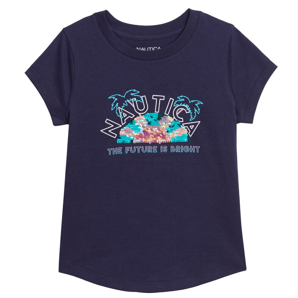 GIRLS' FUTURE IS BRIGHT T-SHIRT (8-16),Navy,large