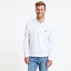 CLASSIC FIT LONG-SLEEVE POLO,Bright White,large