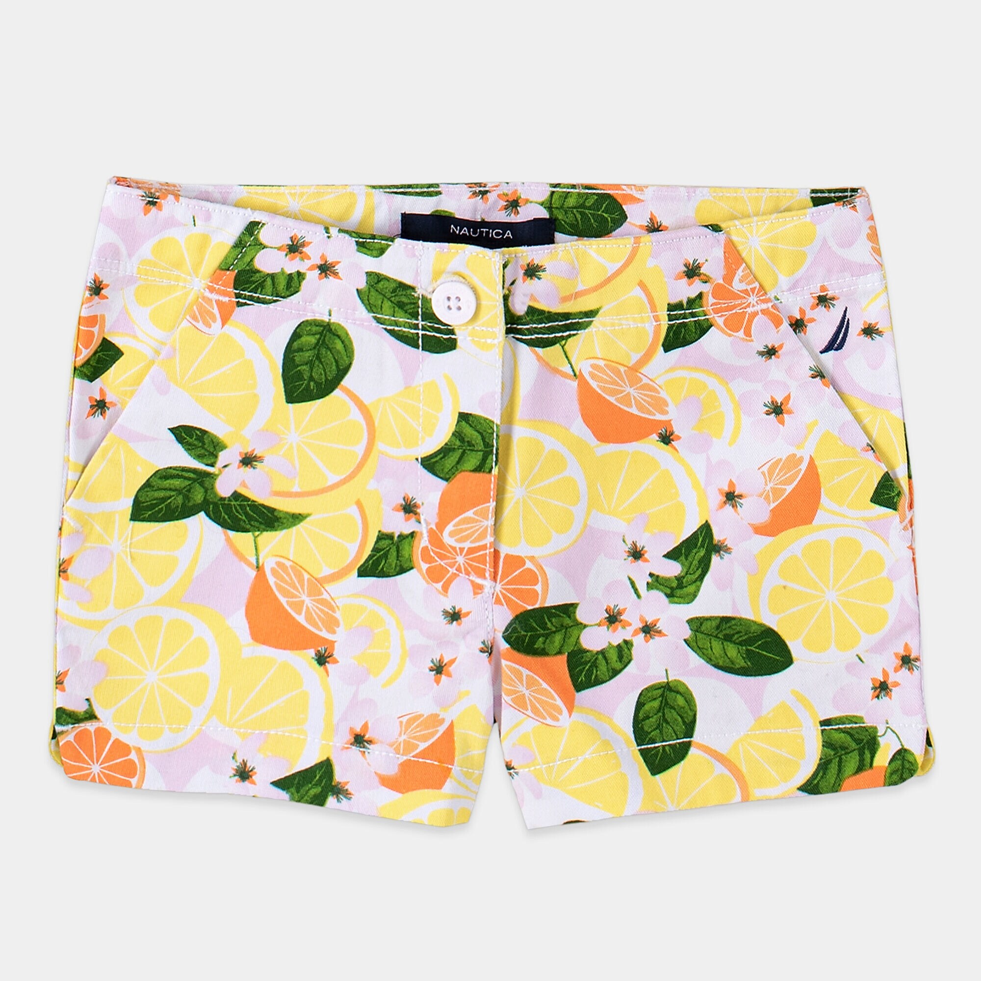 LITTLE GIRLS' FRUIT PRINTED TWILL SHORTS (4-7),Limelight,large