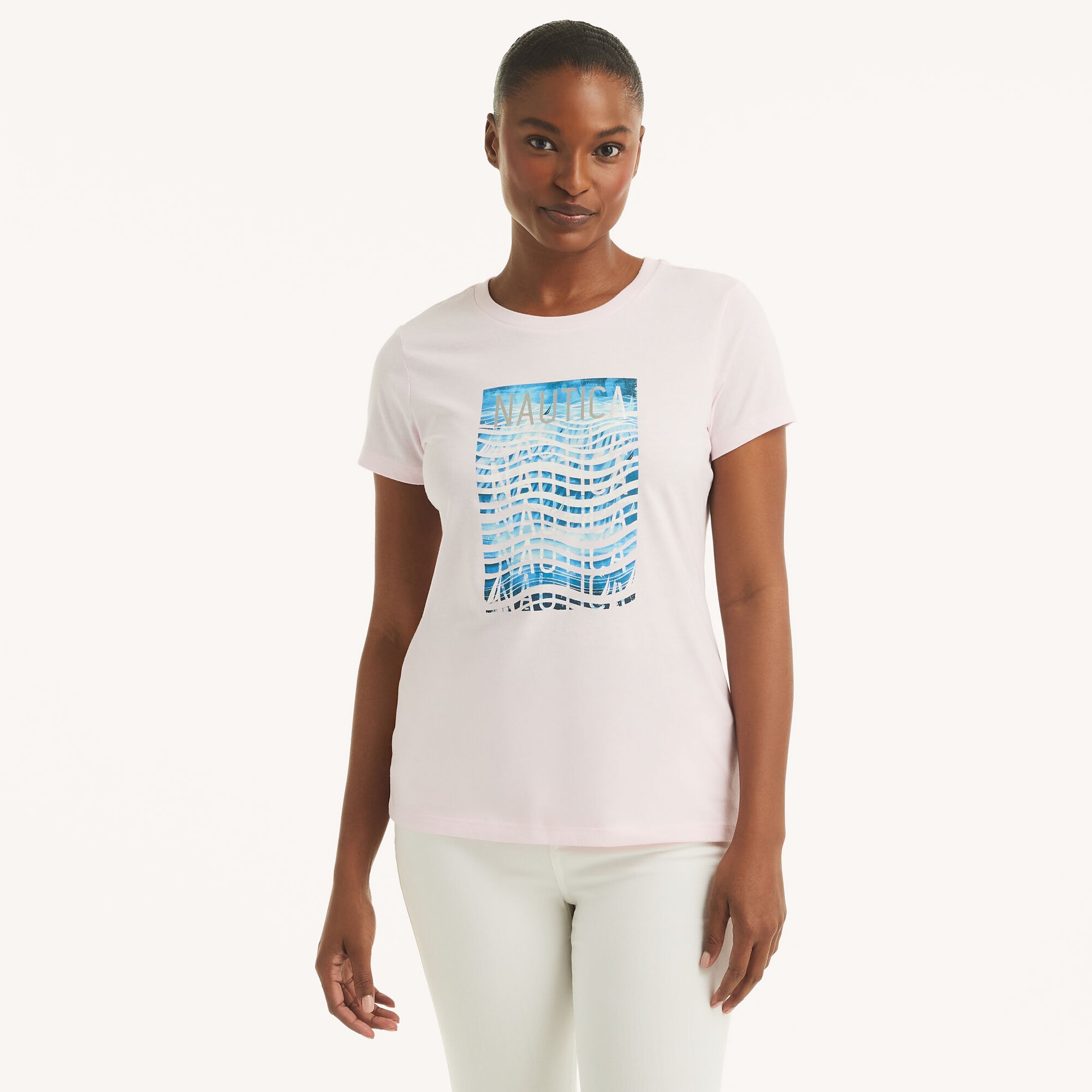 Infinite Waves Foil Graphic T-Shirt,Cradle Pink,large