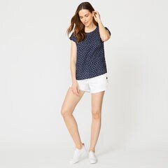 DOT PRINT DOLMAN SLEEVE TOP,Stellar Blue Heather,large