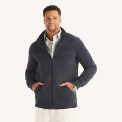 Big & Tall Full-Zip Mock-Neck Sweatshirt,Stellar Blue Heather,large