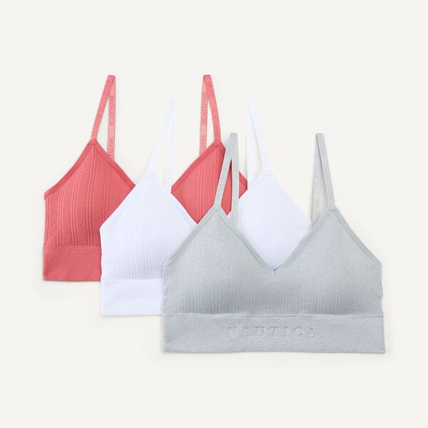 Ribbed Seamless Lounge Bra, 3-Pack