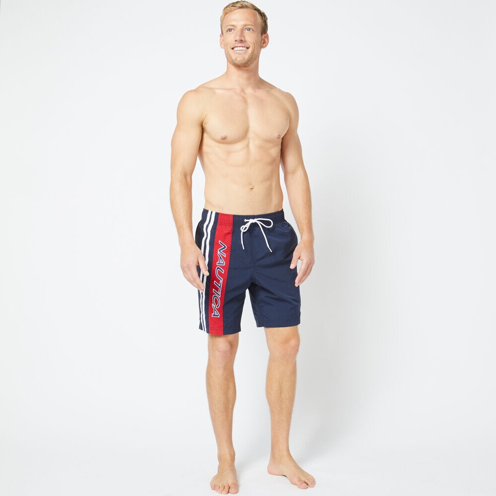 8" RACER STRIPE QUICK-DRY SWIM,Navy,large