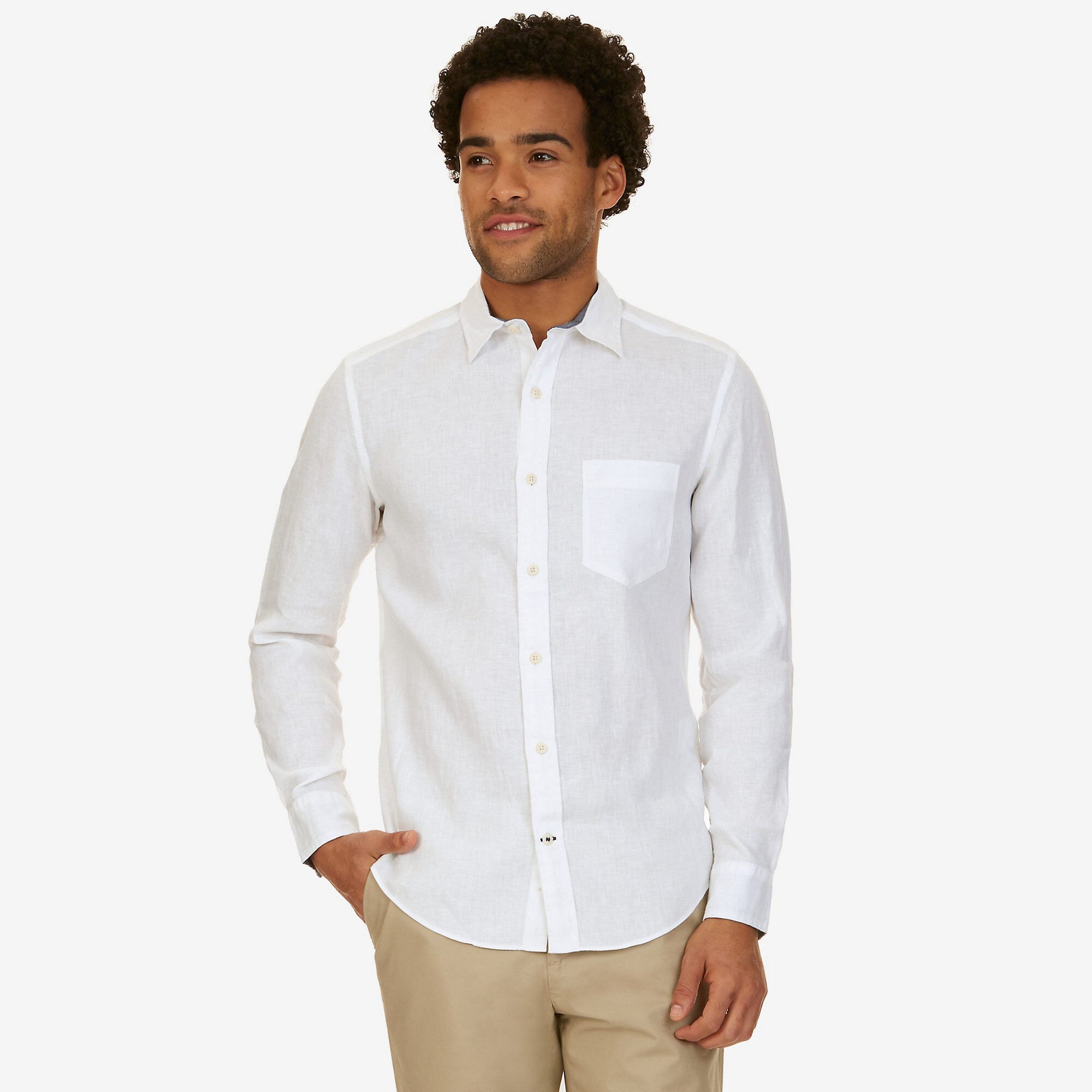 Slim fit white linen shirt clearance