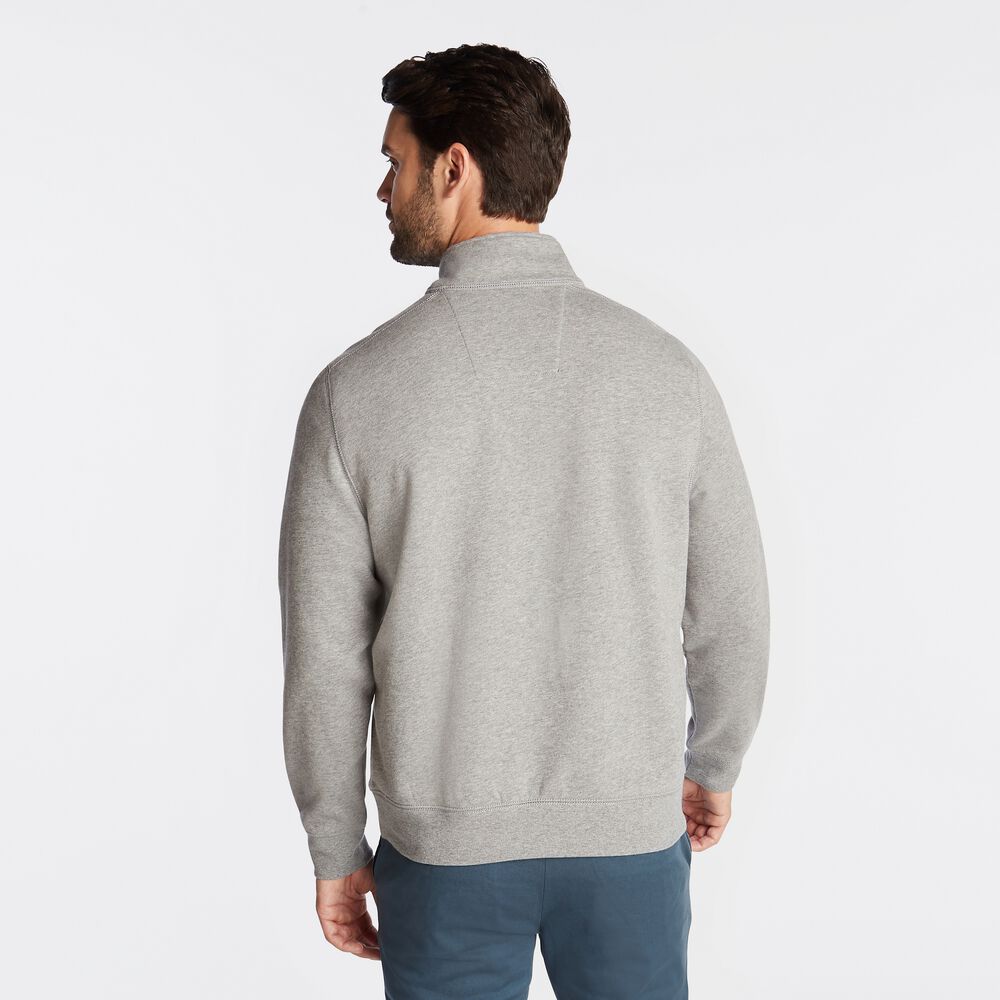 BIG & TALL QUARTER ZIP FLEECE PULLOVER,Stone Grey Heather,large
