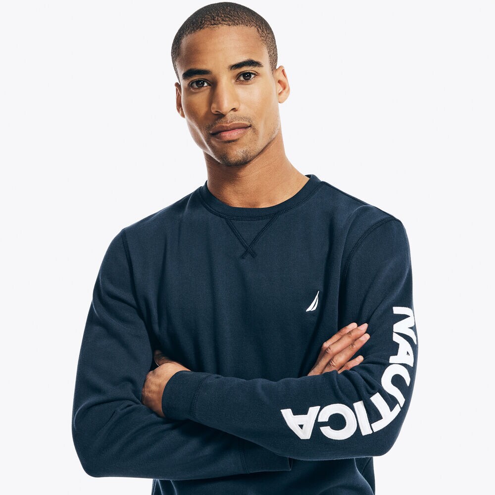 Logo Crewneck Sweatshirt,Navy,large