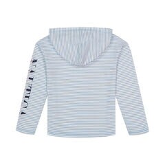 Little Girls' Striped Hooded Long-Sleeve T-Shirt (4-6X),Alaskan Blue,large