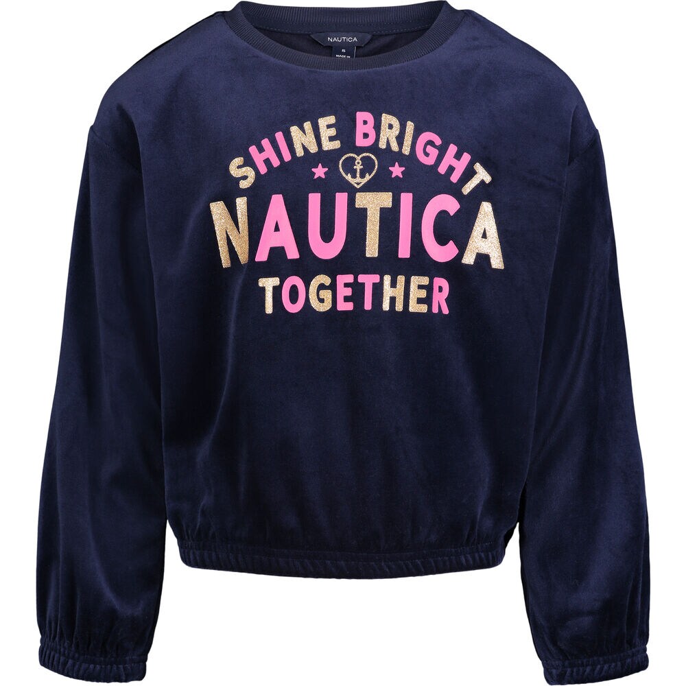 TODDLER GIRLS' VELOUR SWEATSHIRT (2T-4T),Navy,large