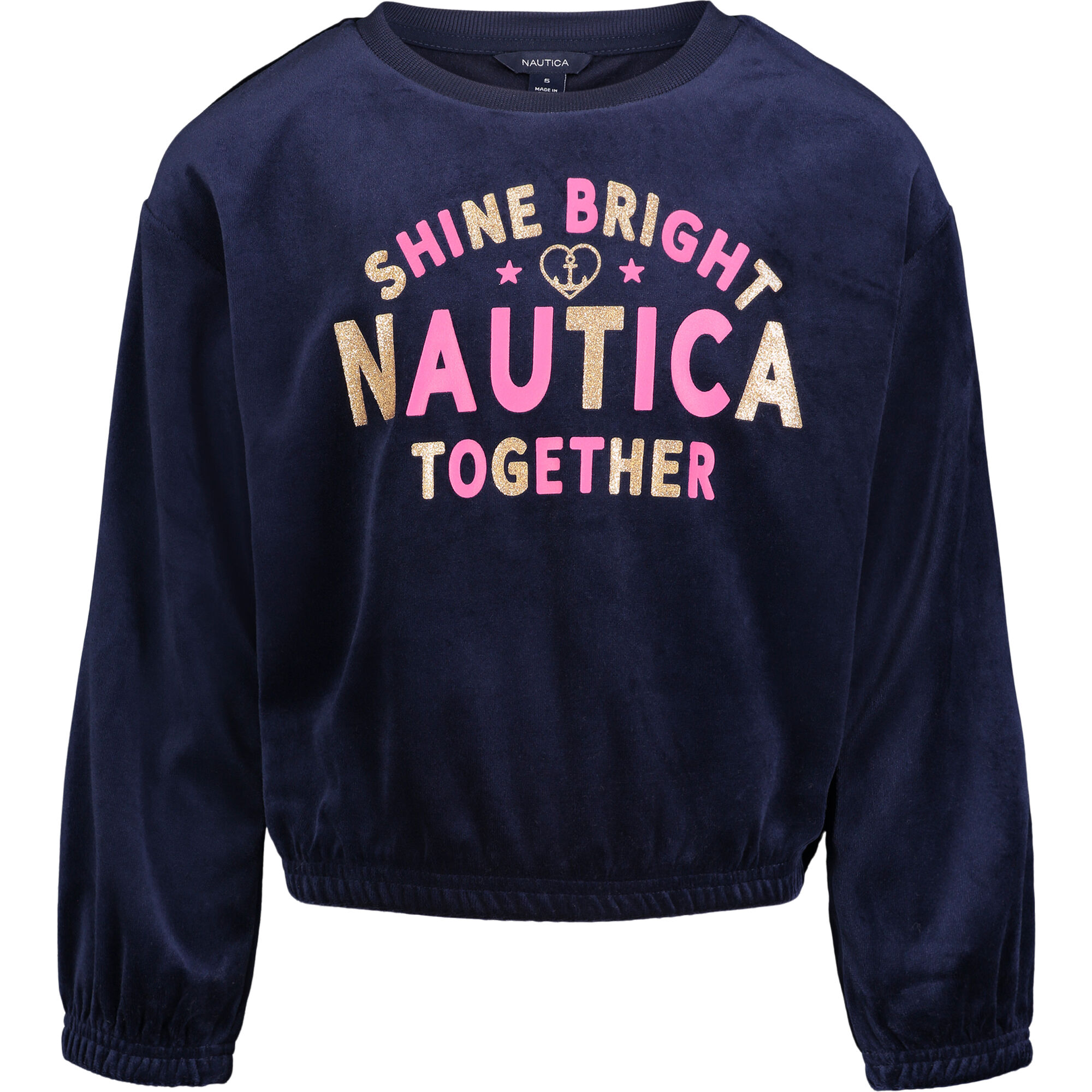 TODDLER GIRLS' VELOUR SWEATSHIRT (2T-4T),Navy,large