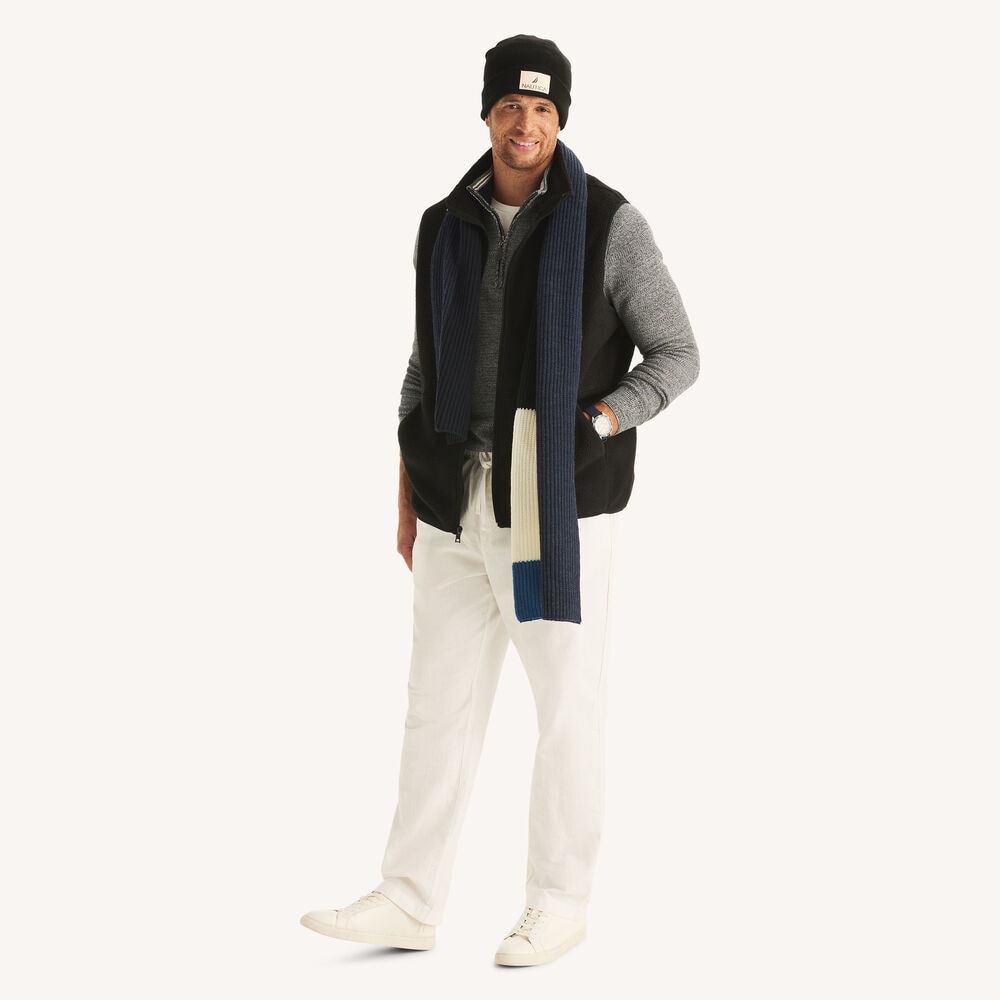 Big & Tall Faux Shearling Full-Zip Mixed Media Vest