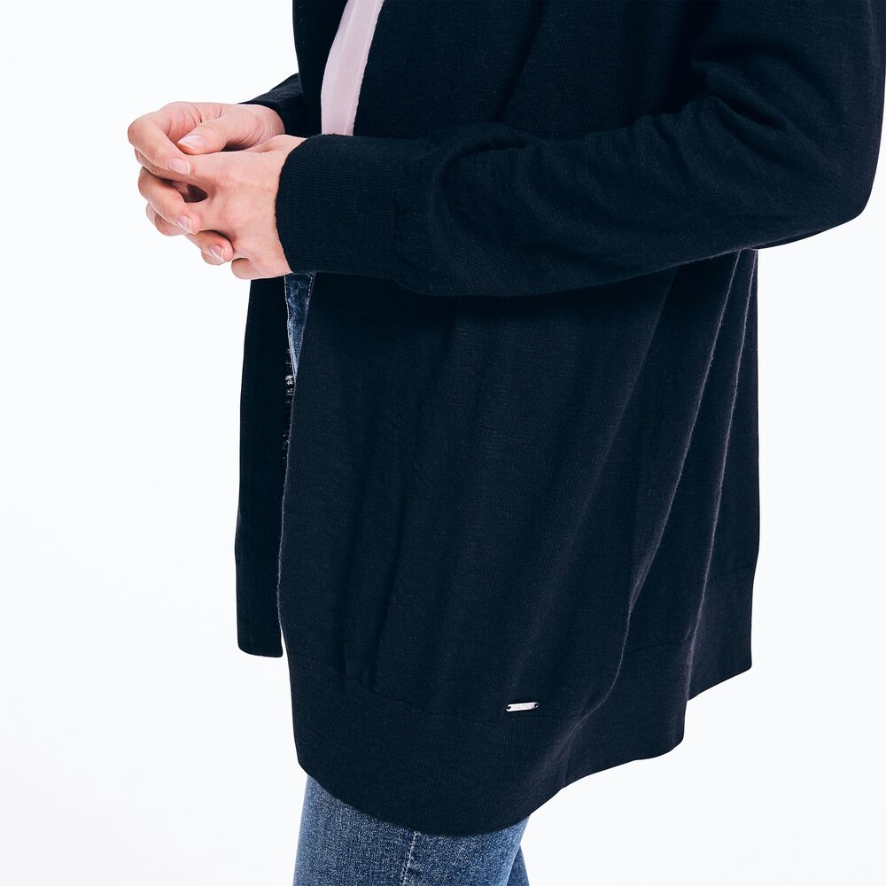 V-NECK OPEN FRONT CARDIGAN,True Black,large
