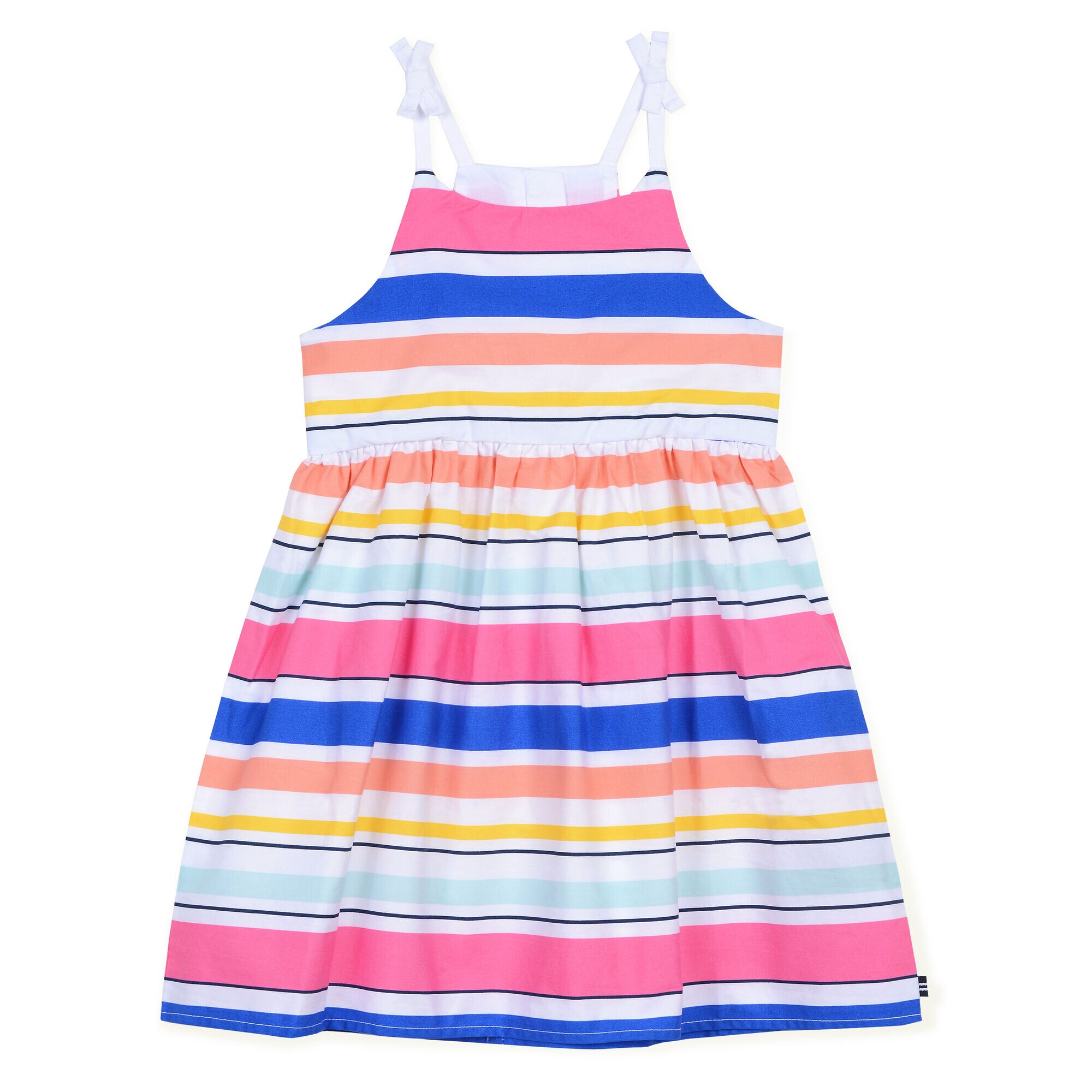 Girls' Woven Dress in Multistripe,Port Scarlet,large