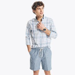 PLAID POPLIN SHIRT,Bright White,large