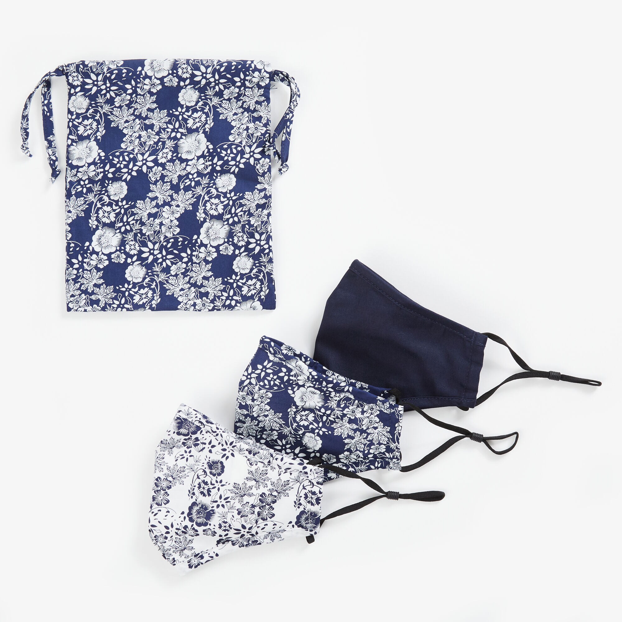 FLORAL AND SOLID REUSABLE FACE MASK, 3 PACK,Multi,large
