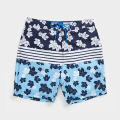 8" STRIPE FLORAL PRINT SWIM,Alaskan Blue,large