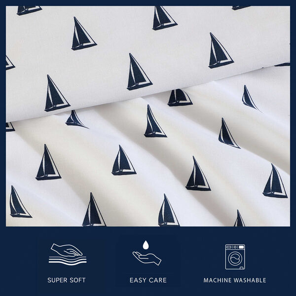 Windtale Boat Blue Queen Sheet Set