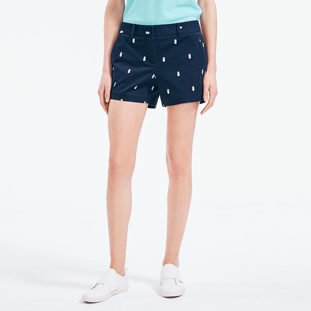 4" PINEAPPLE PRINT STRETCH-TWILL SHORT,Stellar Blue Heather,large