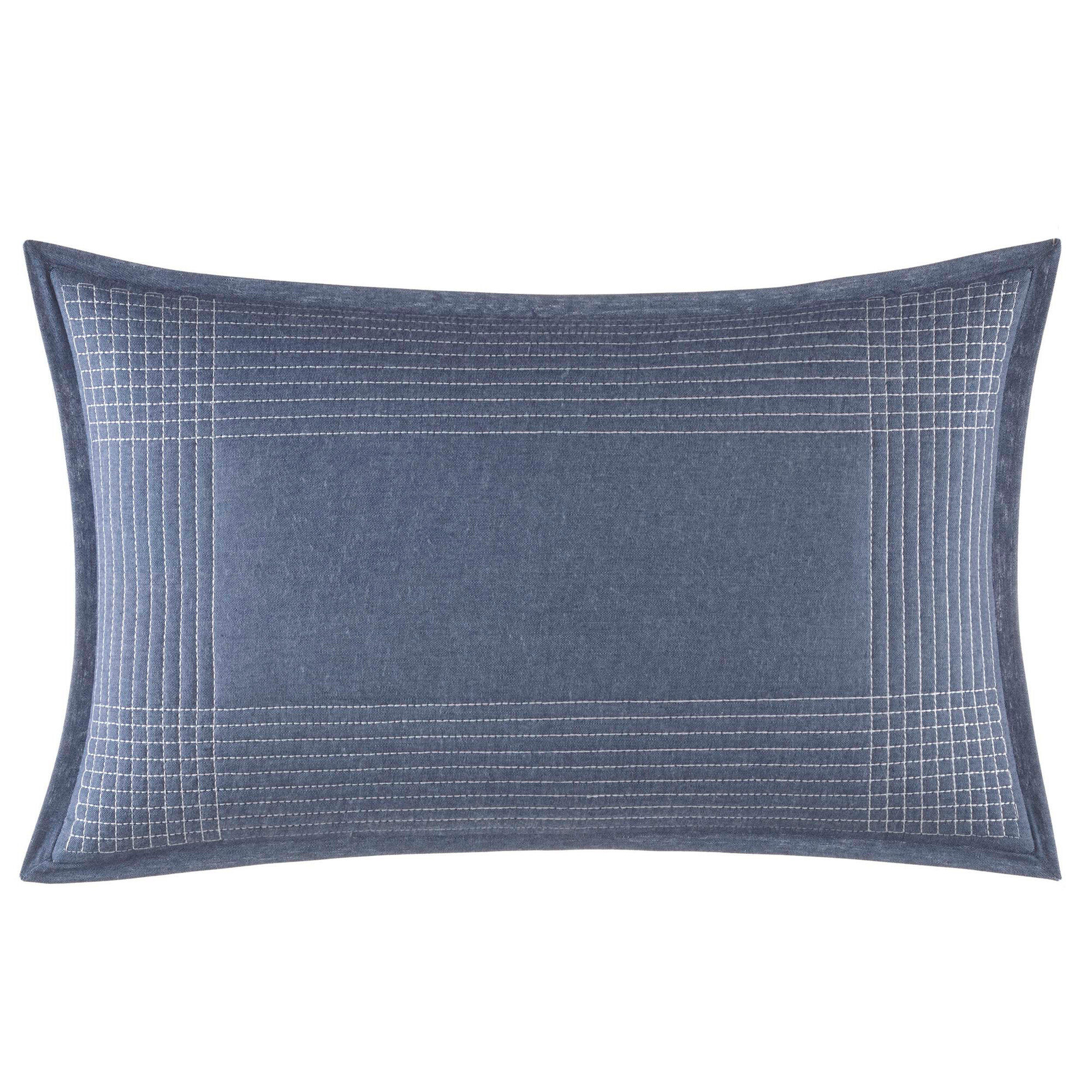 Norwich Blue Striped Pillow,Navy Dusk,large