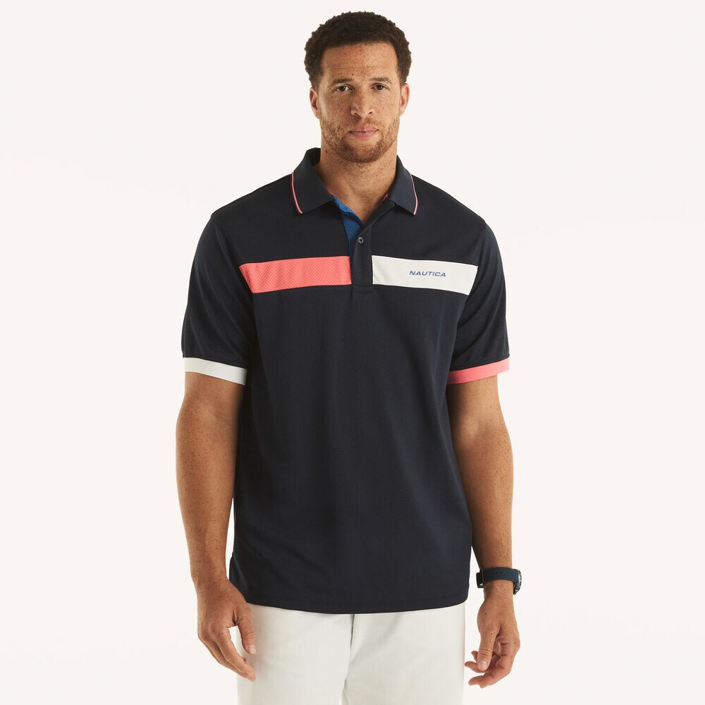 Big & Tall Navtech Classic Fit Colorblock Polo,Stellar Blue Heather,large