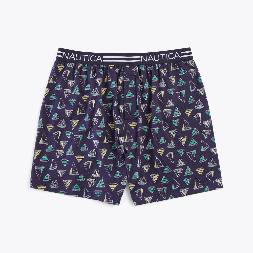 Sailboat Print Knit Boxer,Crocker Indigo Wash,large