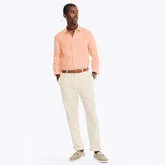 Linen Pleated Trouser Pant,Natural,large