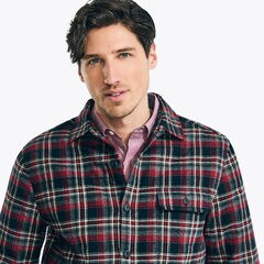 Quilted Flannel Shirt Jacket,Grey Heather,large