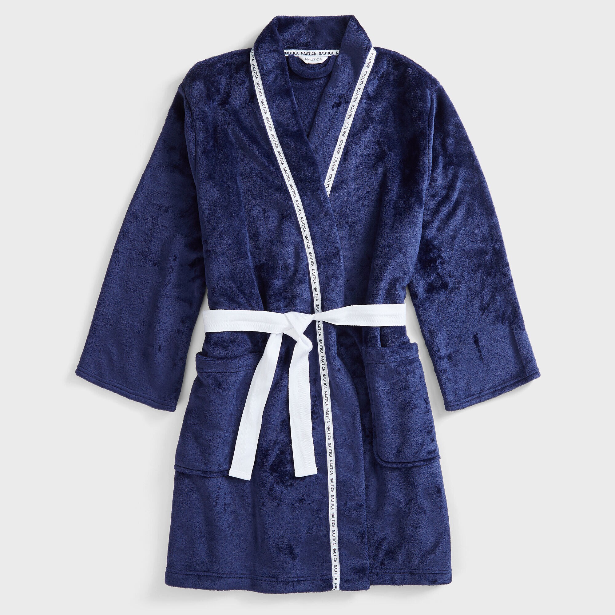 SUSTAINABLY CRAFTED LOGO TRIM ROBE,Ice Blue,large