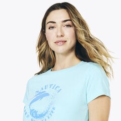 SUSTAINABLY CRAFTED DOLPHIN FOIL GRAPHIC T-SHIRT,Light Tide Water Wash,large