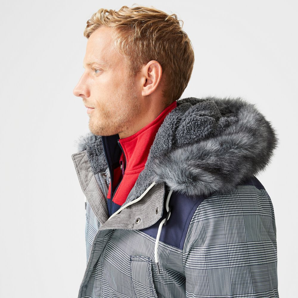 TEMPASPHERE FAUX-FUR-TRIMMED PARKA,Navy,large