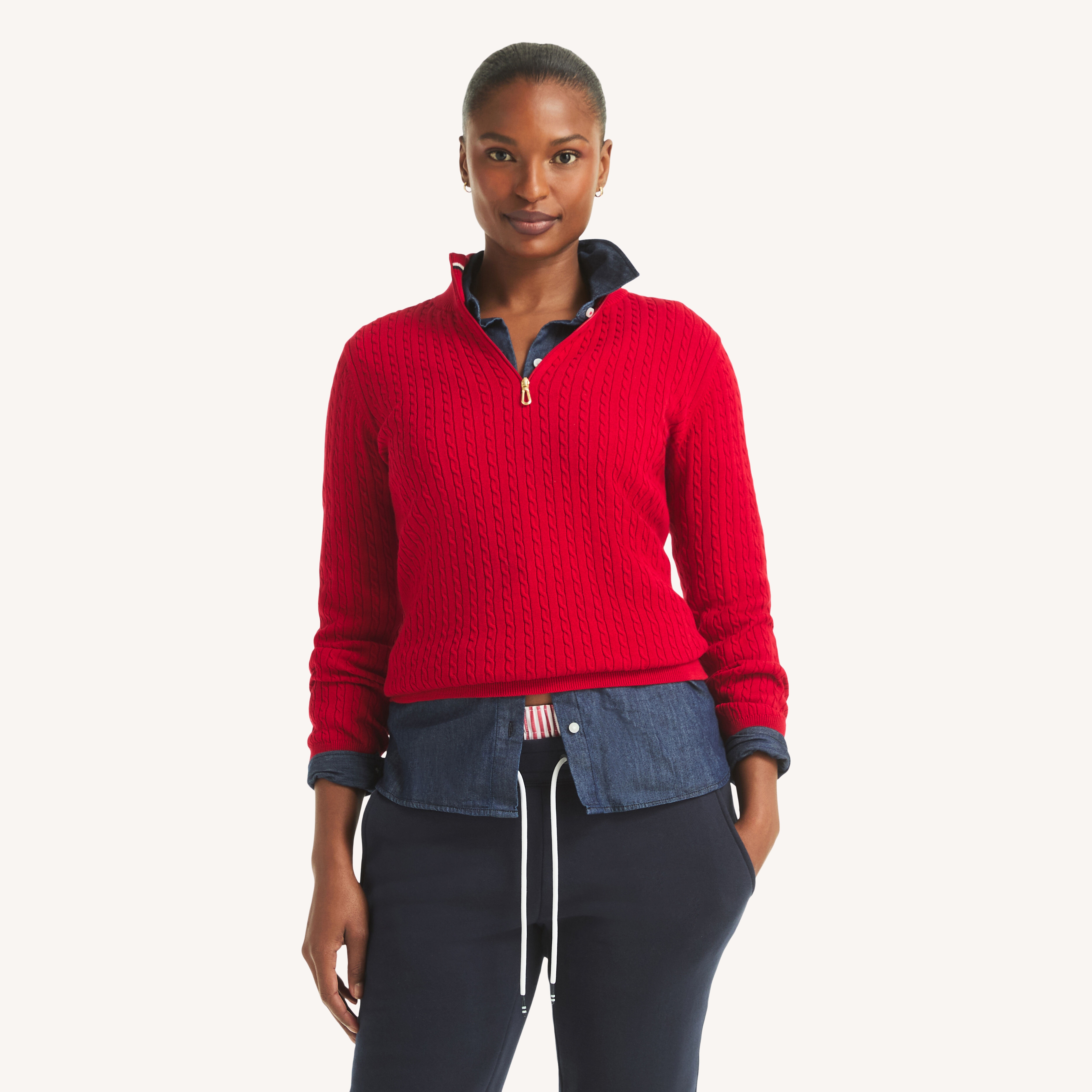 Quarter-Zip Mock-Neck Sweater | Nautica