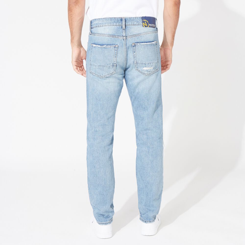 NAUTICA JEANS CO. RELAXED FIT DISTRESSED DENIM,Distressed Blue Wash,large