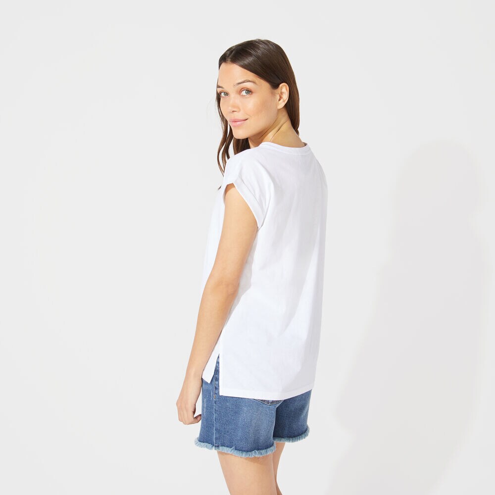 BUTTON DETAIL KNIT TOP,Bright White,large