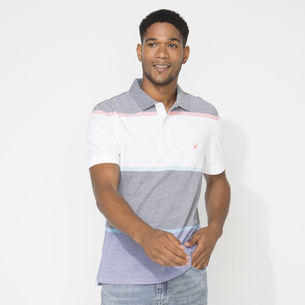 CLASSIC FIT COLORBLOCK STRIPE POLO,Navy,large