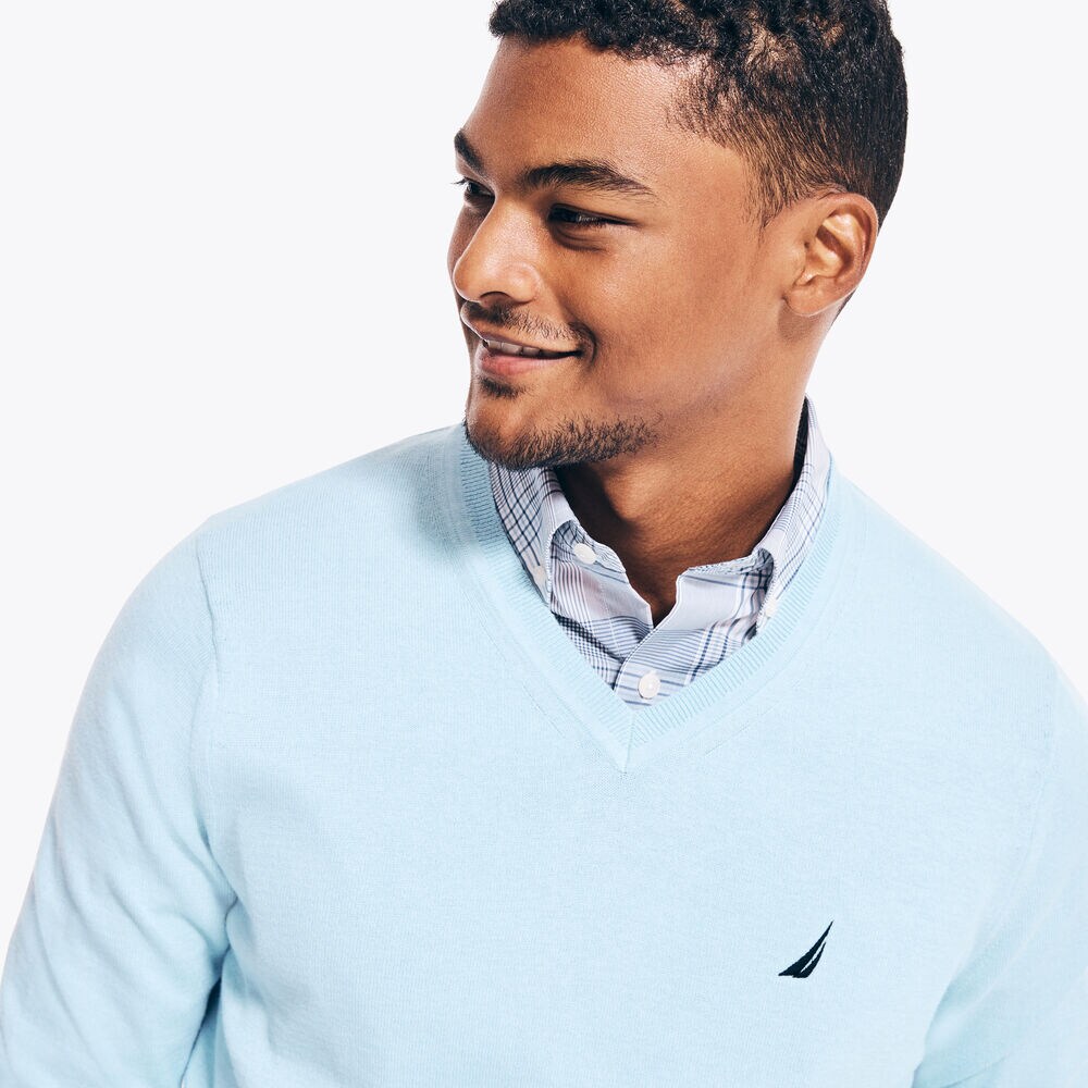 NAVTECH V-NECK SWEATER,Cobalt Wave,large