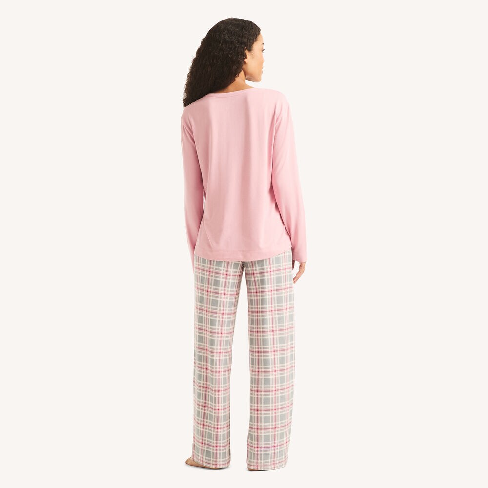 Plaid Pajama Pant Set,Grey Heather,large