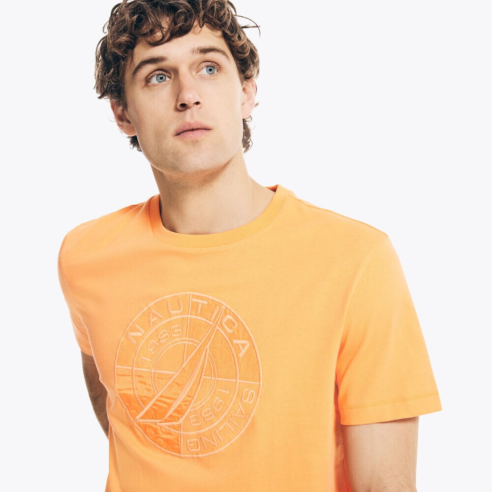 SAILING GRAPHIC T-SHIRT,Orange,large