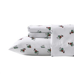 Penguin Toss Print King Flannel Sheet Set,Seaweed Heather,large