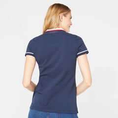 DIAGONAL COLORBLOCK SPLIT NECK POLO,Stellar Blue Heather,large