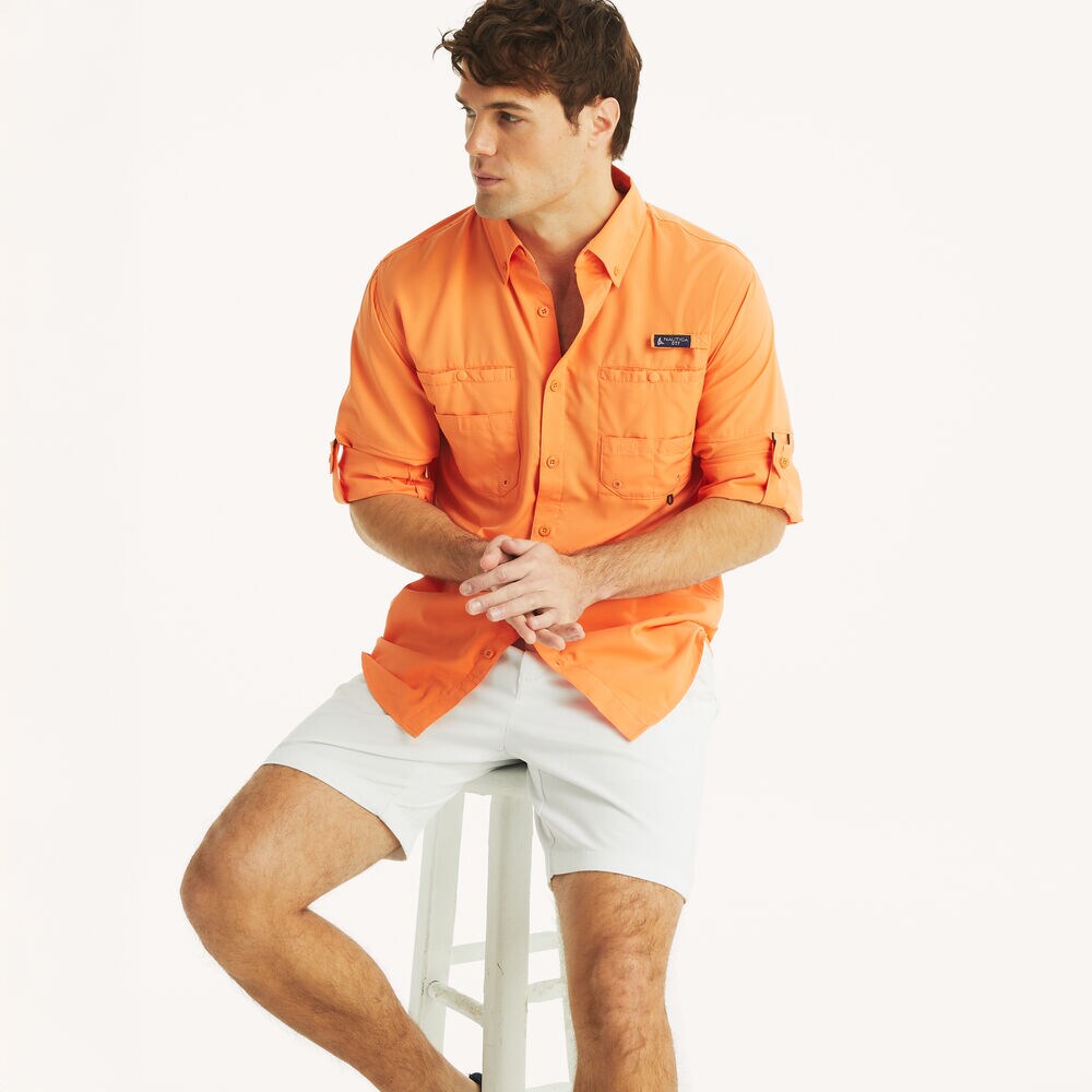 Nautica OTF UPF 30+ Shirt,Orange,large