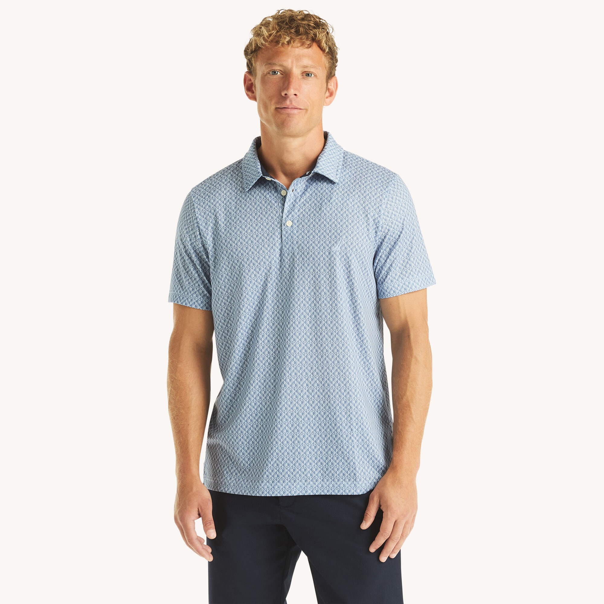 Navtech Printed Polo,Crystal Bay Blue,large